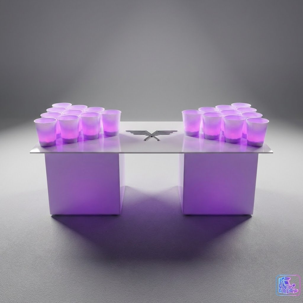 Oversized LED Beer Pong on LED Table